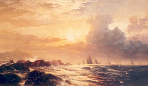 Edward Moran Yachting at Sunset France oil painting art